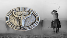 Load image into Gallery viewer, Brahman Skull Belt Buckle
